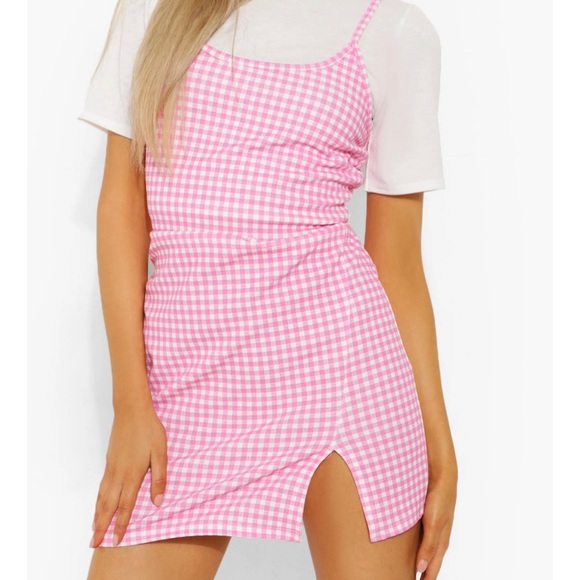 Pink Gingham slip dress T-shirt NOT included SIZE 10 - Picture 1 of 3